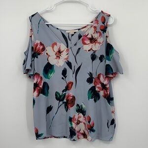 C&E Cold Shoulder Floral Top Women's Size Large